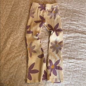 Zara Kids Cream and Purple Floral Leggings